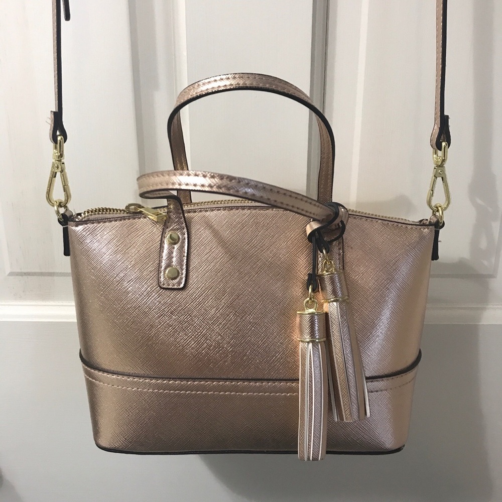 Merona rose gold cross body purse